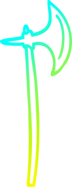 Bir insan tarafından çizilmiş bir baltanın soğuk eğimli çizgisi.