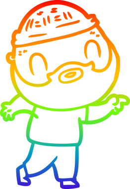 Gökkuşağı gradyan çizgi çizimi bir insan tarafından çizilmiş sakallı bir adamın