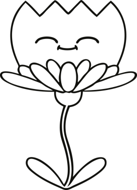 Bir insan tarafından çizilmiş bir çiçeğin çizgi çizimi