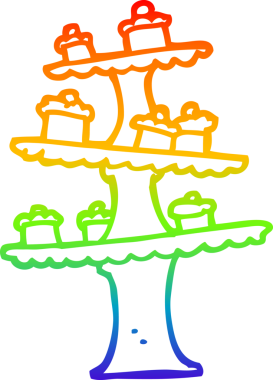 gökkuşağı gradyan çizgi çizimi bir insan tarafından çizilmiş bir pasta standı