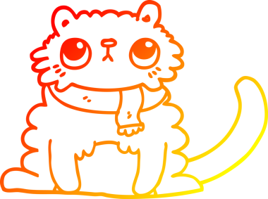 Bir insan tarafından çizilmiş çizgi film kedisinin sıcak çizgi çizimi