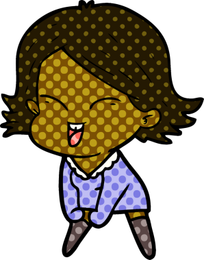 Bir insan tarafından çizilmiş mutlu çizgi film kızı.