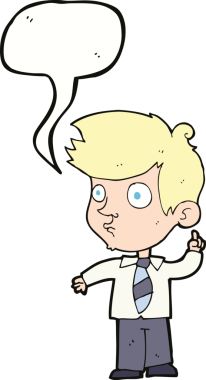 Çizgi filmci çocuk bir insan tarafından çizilmiş konuşma balonuyla soru soruyor.