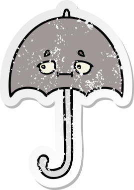 Bir insan tarafından çizilmiş şirin bir şemsiyenin sıkıntılı çıkartması.