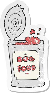 İnsan tarafından çizilmiş bir köpek mamasının gerilimli retro yapıştırması.