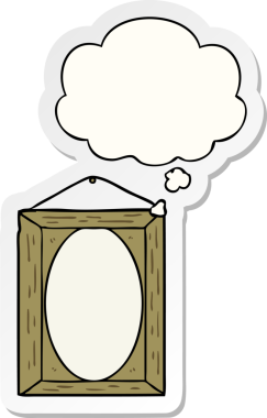 Düşünce baloncuklu resim çerçevesi bir insan tarafından çizilmiş bir çıkartma olarak