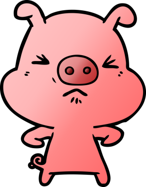 Bir insan tarafından çizilmiş kızgın domuz çizgi filmi.