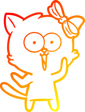 Bir insan tarafından çizilmiş çizgi film kedisinin sıcak çizgi çizimi