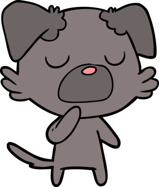 Bir insan tarafından çizilmiş çizgi film köpeği.