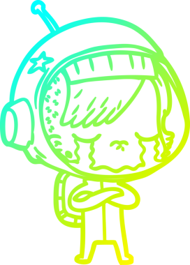 Bir insan tarafından çizilmiş ağlayan astronot bir kızın soğuk gradyan çizimi