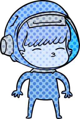 Bir insan tarafından çizilmiş meraklı astronot çizgi filmi.