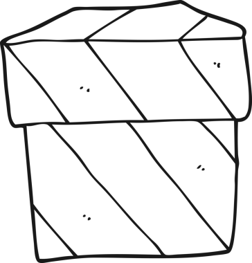 Bir insan tarafından çizilmiş siyah beyaz karikatür hediye kutusu.