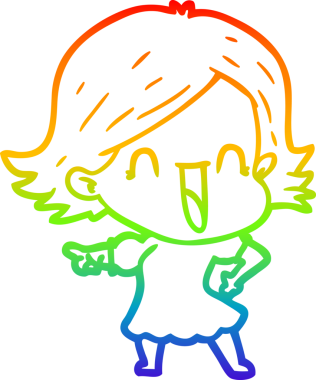 gökkuşağı gradyan çizimi bir insan tarafından çizilmiş mutlu bir kadın çizgi