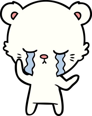 Bir insan tarafından çizilmiş üzgün küçük kutup ayısı çizgi filmi.