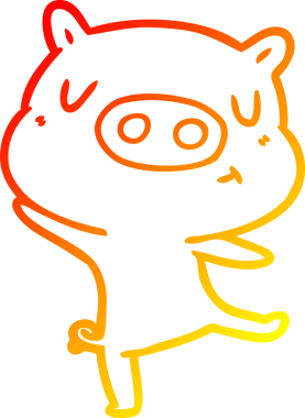 Bir insan tarafından çizilmiş bir domuz çizgi filminin sıcak çizgi çizimi