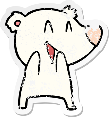 Bir insan tarafından çizilmiş gülen kutup ayısı karikatürü.