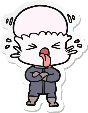 Bir insan tarafından çizilmiş garip bir uzaylı çizgi film çıkartması.