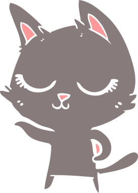 Bir insan tarafından çizilmiş düz renkli çizgi film kedisi