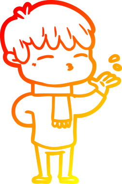 Bir insan tarafından çizilmiş, çizgi film karakteri meraklı bir çocuk çizimi.