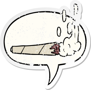 çizgi film Marijuiana eklem konuşma balonu sıkıntılı eski çıkartma bir insan tarafından çizilmiş