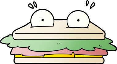 Bir insan tarafından çizilmiş sandviç çizgi filmi karakteri.