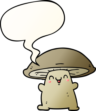 bir insan tarafından çizilmiş düzgün eğimli konuşma baloncuklu mantar karakteri.
