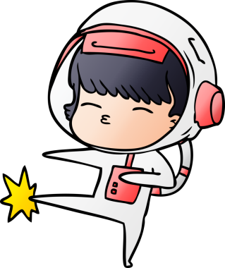 Bir insan tarafından çizilmiş meraklı astronot çizgi filmi.