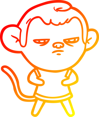 Bir insan tarafından çizilmiş çizgi film maymunu çizimi