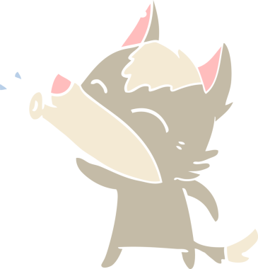 Uluyan Kurt düz renkli çizgi film bir insan tarafından çizildi.