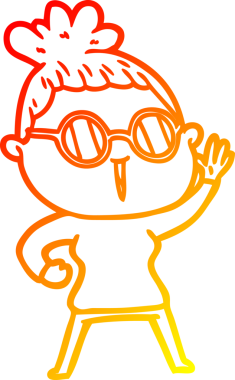 Bir insan tarafından çizilmiş gözlüklü bir karikatür kadın çizimi.