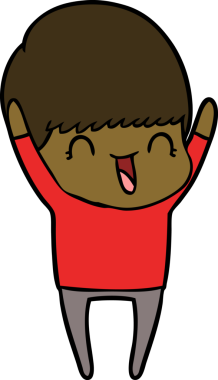 Bir insan tarafından çizilmiş mutlu çizgi film çocuğu.