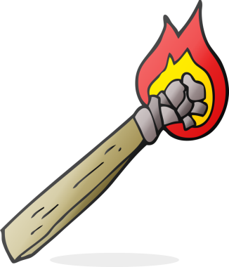 Bir insan tarafından çizilmiş meşale yakma karikatürü.