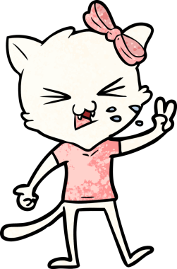 Bir insan tarafından çizilmiş çizgi film kedisi.