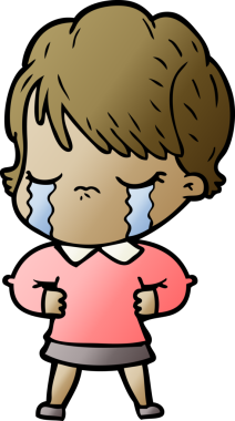 Bir insan tarafından çizilmiş ağlayan çizgi film kadını.