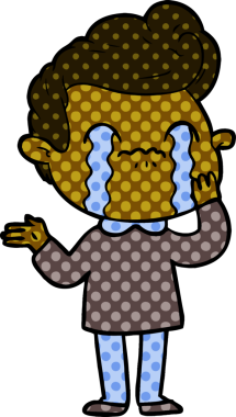 Bir insan tarafından çizilmiş ağlayan çizgi film adamı.