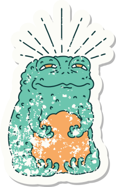 Bir insan tarafından çizilmiş eski bir dövme stili karakteri çıkartması.