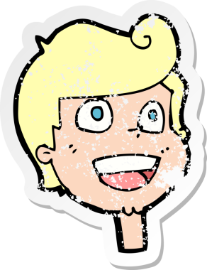 Bir insan tarafından çizilmiş, karikatürdeki kederli mutlu yüz çıkartması.