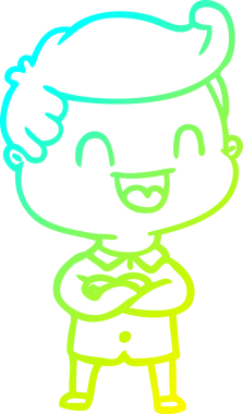 Bir insan tarafından çizilmiş mutlu bir adamın soğuk çizgi çizimi.