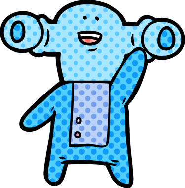 Bir insan tarafından çizilmiş dost canlısı uzaylı çizgi filmi.