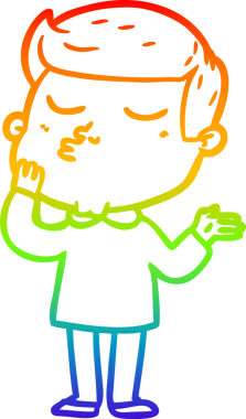 Gökkuşağı gradyan çizgi çizimi Bir insan tarafından çizilen çizgi film modeli adam