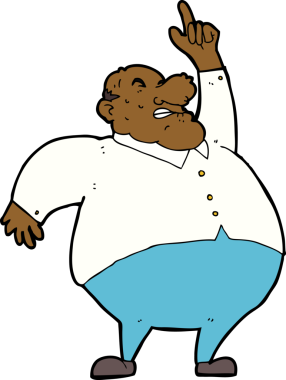 Bir insan tarafından çizilmiş şişman bir patron.