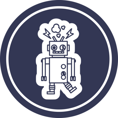 arızalı robot dairesel simgesi bir insan tarafından çizildi