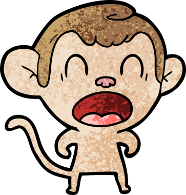 Bir insan tarafından çizilmiş bağıran çizgi maymun.