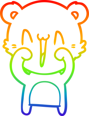 Mutlu kutup ayısı karikatürünü çizen gökkuşağı gradyanı bir insan tarafından çizilmiş.