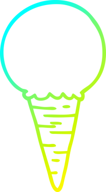 Bir insan tarafından çizilmiş dondurma külahının soğuk gradyan çizimi.