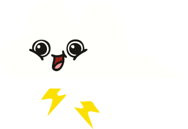 Bir insan tarafından çizilmiş bir fırtına bulutunun düz renkli retro karikatürü