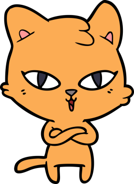 Bir insan tarafından çizilmiş çizgi film kedisi.