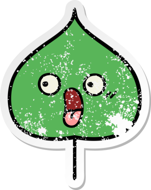 Sevimli bir çizgi film karakterinin sıkıntılı çıkartması. Bir insan tarafından çizilmiş ifade yaprağı.