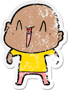 Bir insan tarafından çizilmiş mutlu, kel bir adamın sıkıntılı çıkartması.