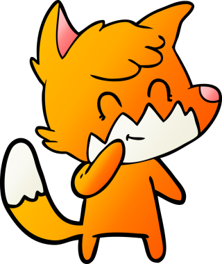 Bir insan tarafından çizilmiş çizgi film dostu tilki.